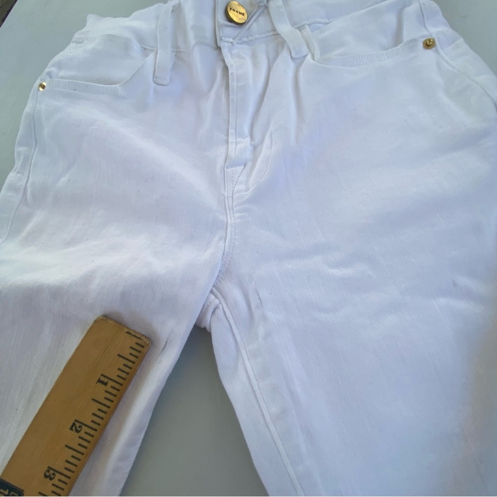 *scuffed* Le Frame High Rise White Flare Denim size 24 00 stretch - Picture 6 of 16